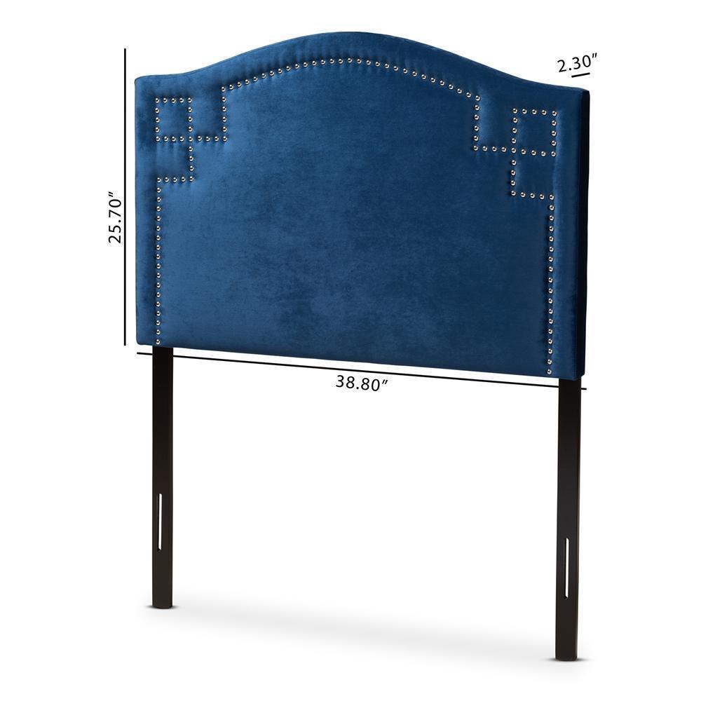 Aubrey Modern and Contemporary Royal Blue Velvet Fabric Upholstered Twin Size Headboard FredCo