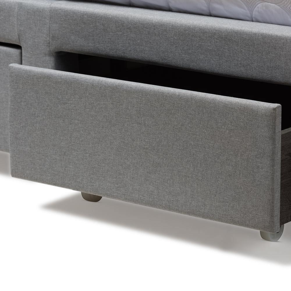 Aubrianne Modern and Contemporary Grey Fabric Upholstered Queen Storage Bed FredCo