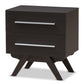 Auburn Mid-Century Modern Espresso Brown Finished Wood 2-Drawer Nightstand FredCo