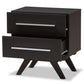 Auburn Mid-Century Modern Espresso Brown Finished Wood 2-Drawer Nightstand FredCo