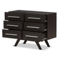 Auburn Mid-Century Modern Espresso Brown Finished Wood 6-Drawer Dresser FredCo