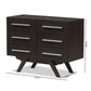 Auburn Mid-Century Modern Espresso Brown Finished Wood 6-Drawer Dresser FredCo