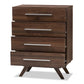 Auburn Mid-Century Modern Walnut Brown Finished Wood 4-Drawer Chest FredCo
