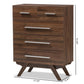 Auburn Mid-Century Modern Walnut Brown Finished Wood 5-Drawer Chest FredCo