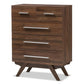 Auburn Mid-Century Modern Walnut Brown Finished Wood 5-Drawer Chest FredCo