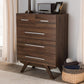 Auburn Mid-Century Modern Walnut Brown Finished Wood 5-Drawer Chest FredCo