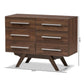 Auburn Mid-Century Modern Walnut Brown Finished Wood 6-Drawer Dresser FredCo