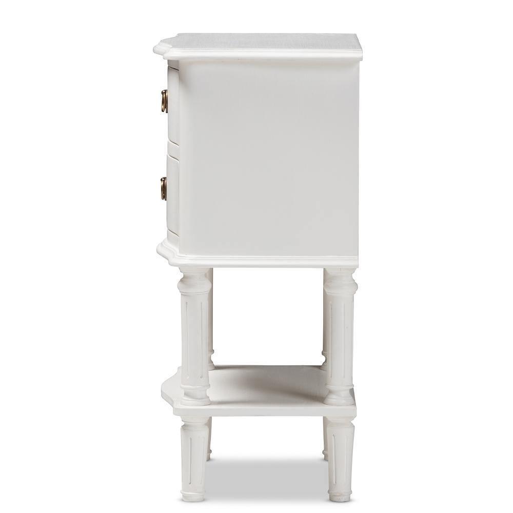 Audrey Country Cottage Farmhouse White Finished 2-Drawer Nightstand FredCo