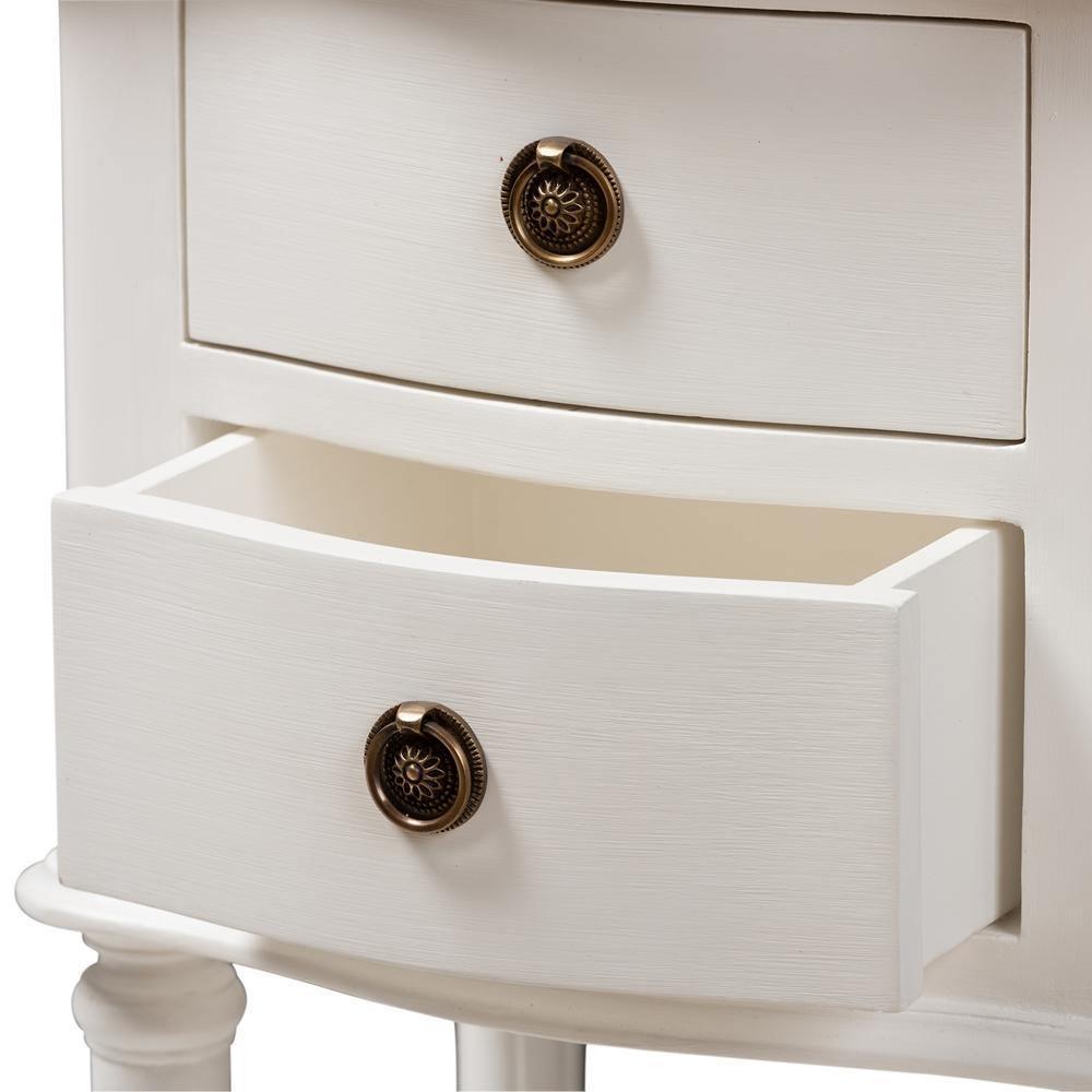 Audrey Country Cottage Farmhouse White Finished 2-Drawer Nightstand FredCo