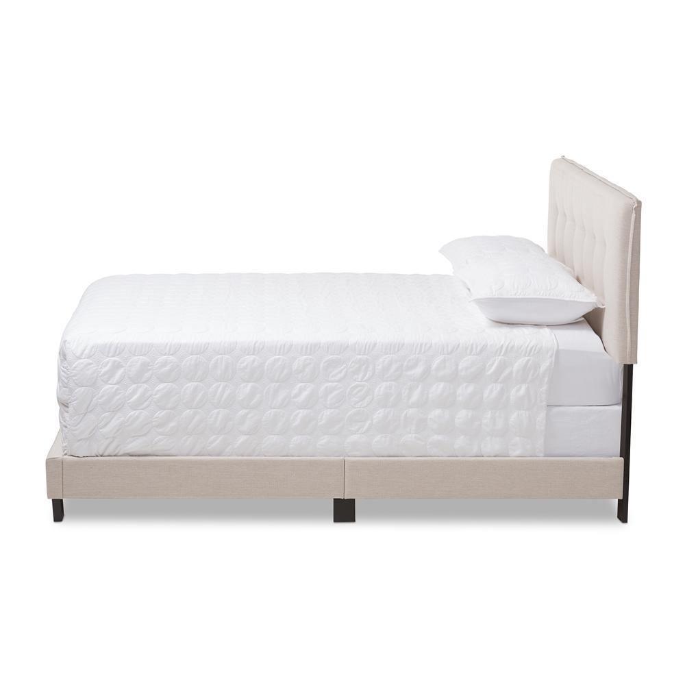 Audrey Modern and Contemporary Light Beige Fabric Upholstered King Size Bed FredCo