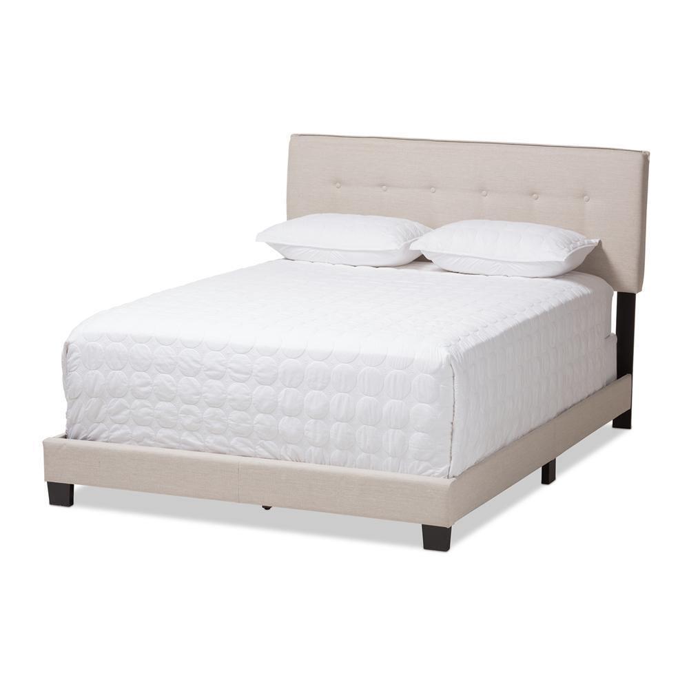 Audrey Modern and Contemporary Light Beige Fabric Upholstered King Size Bed FredCo