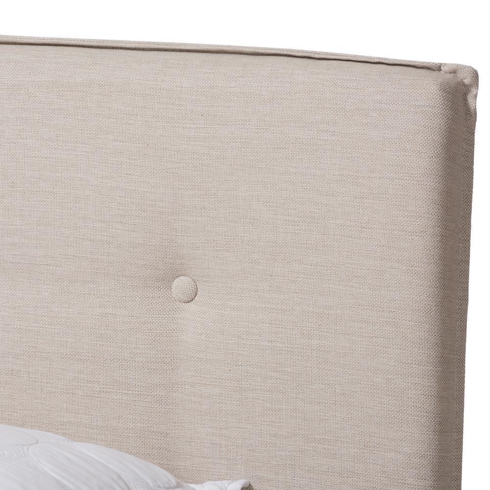 Audrey Modern and Contemporary Light Beige Fabric Upholstered King Size Bed FredCo