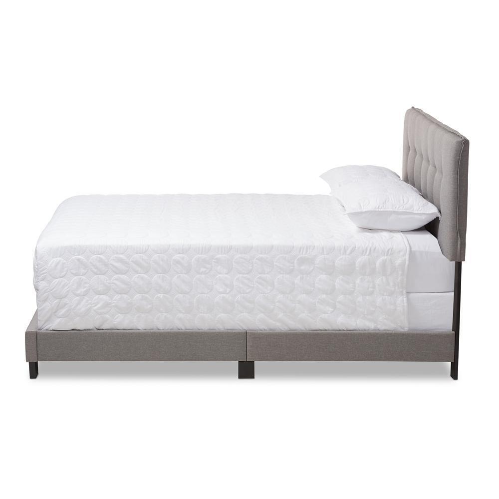 Audrey Modern and Contemporary Light Grey Fabric Upholstered King Size Bed FredCo