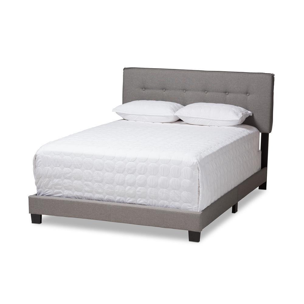 Audrey Modern and Contemporary Light Grey Fabric Upholstered King Size Bed FredCo