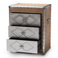 Audric French Industrial Brown Wood and Silver Metal 3-Drawer Accent Storage Cabinet FredCo