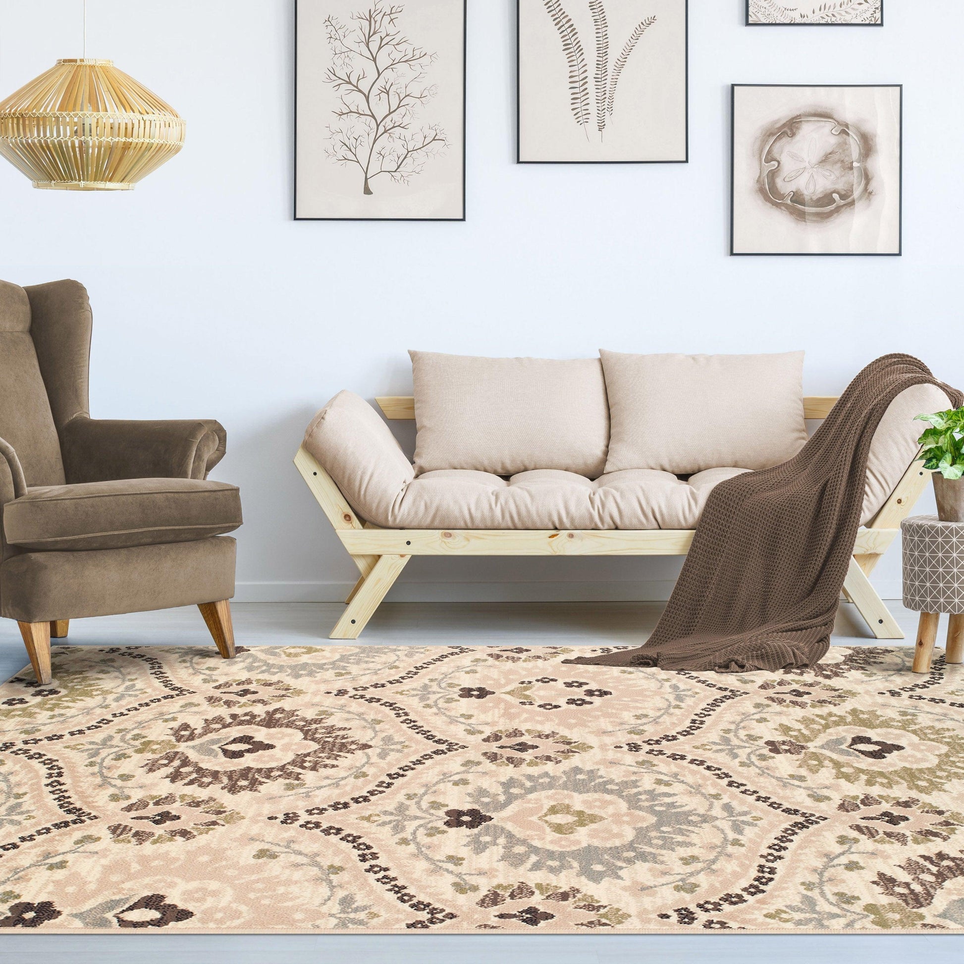Augusta Modern Floral Cabin Setting Rug FredCo