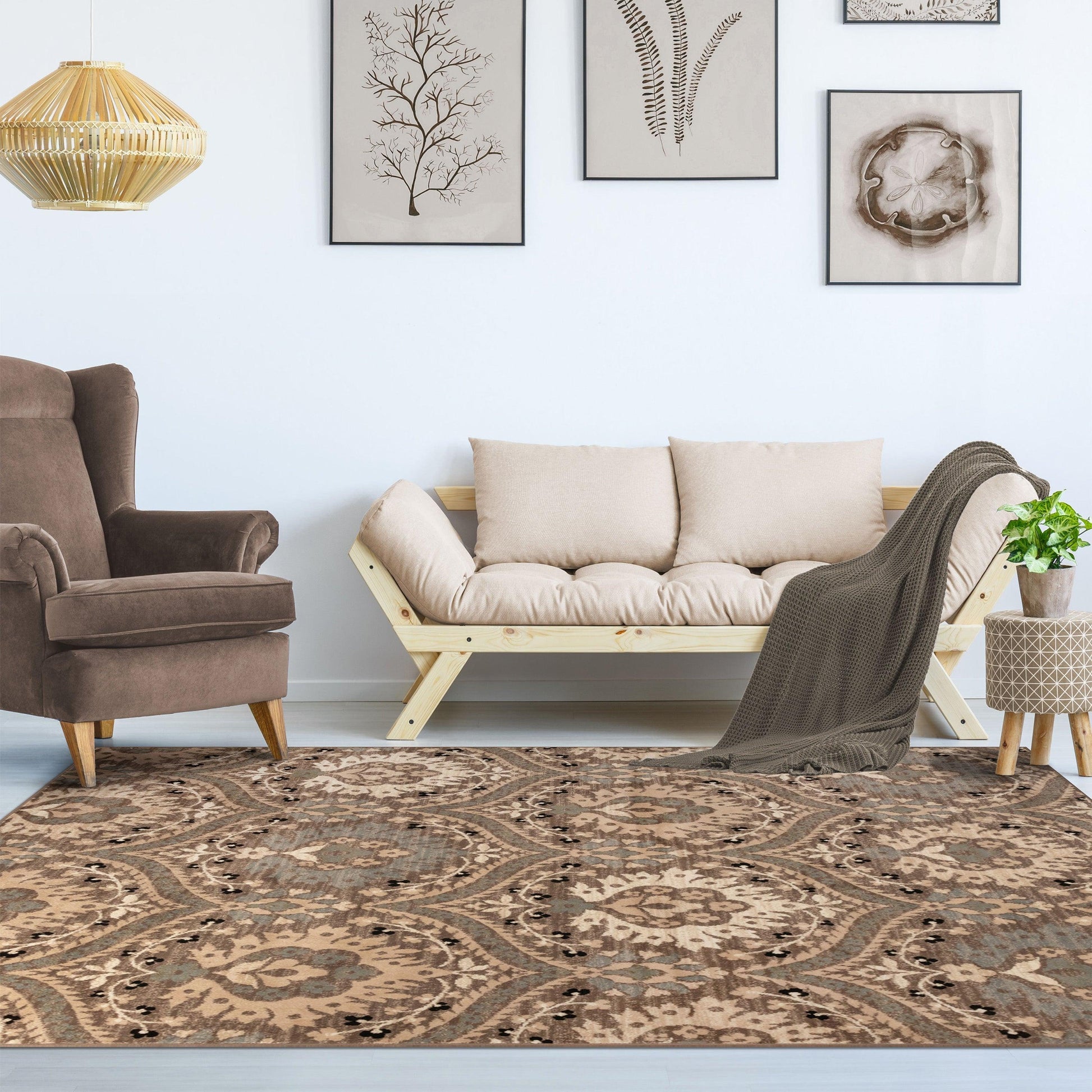 Augusta Modern Floral Cabin Setting Rug FredCo