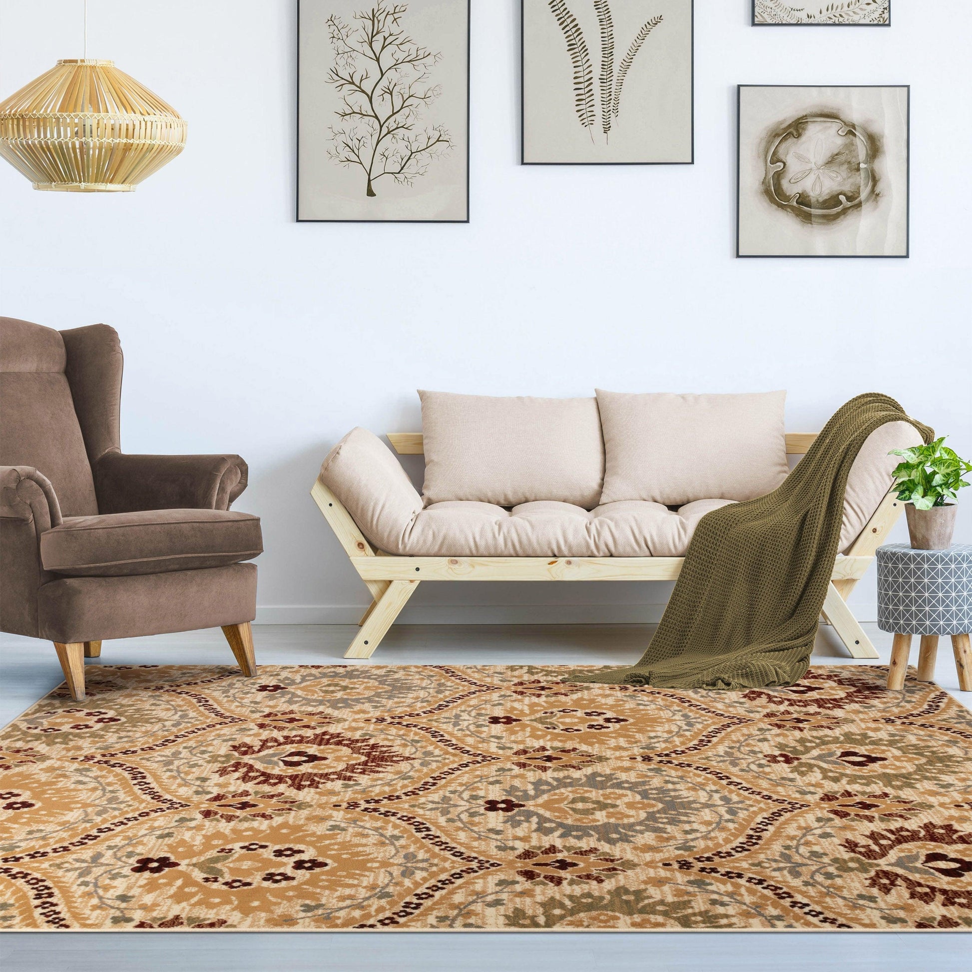Augusta Modern Floral Cabin Setting Rug FredCo