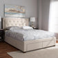 Aurelie Modern and Contemporary Light Beige Fabric Upholstered Queen Size Storage Bed FredCo