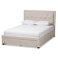 Aurelie Modern and Contemporary Light Beige Fabric Upholstered Queen Size Storage Bed FredCo