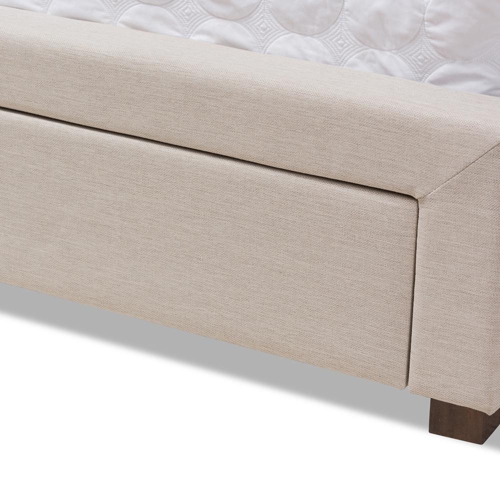 Aurelie Modern and Contemporary Light Beige Fabric Upholstered Queen Size Storage Bed FredCo