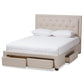 Aurelie Modern and Contemporary Light Beige Fabric Upholstered Queen Size Storage Bed FredCo