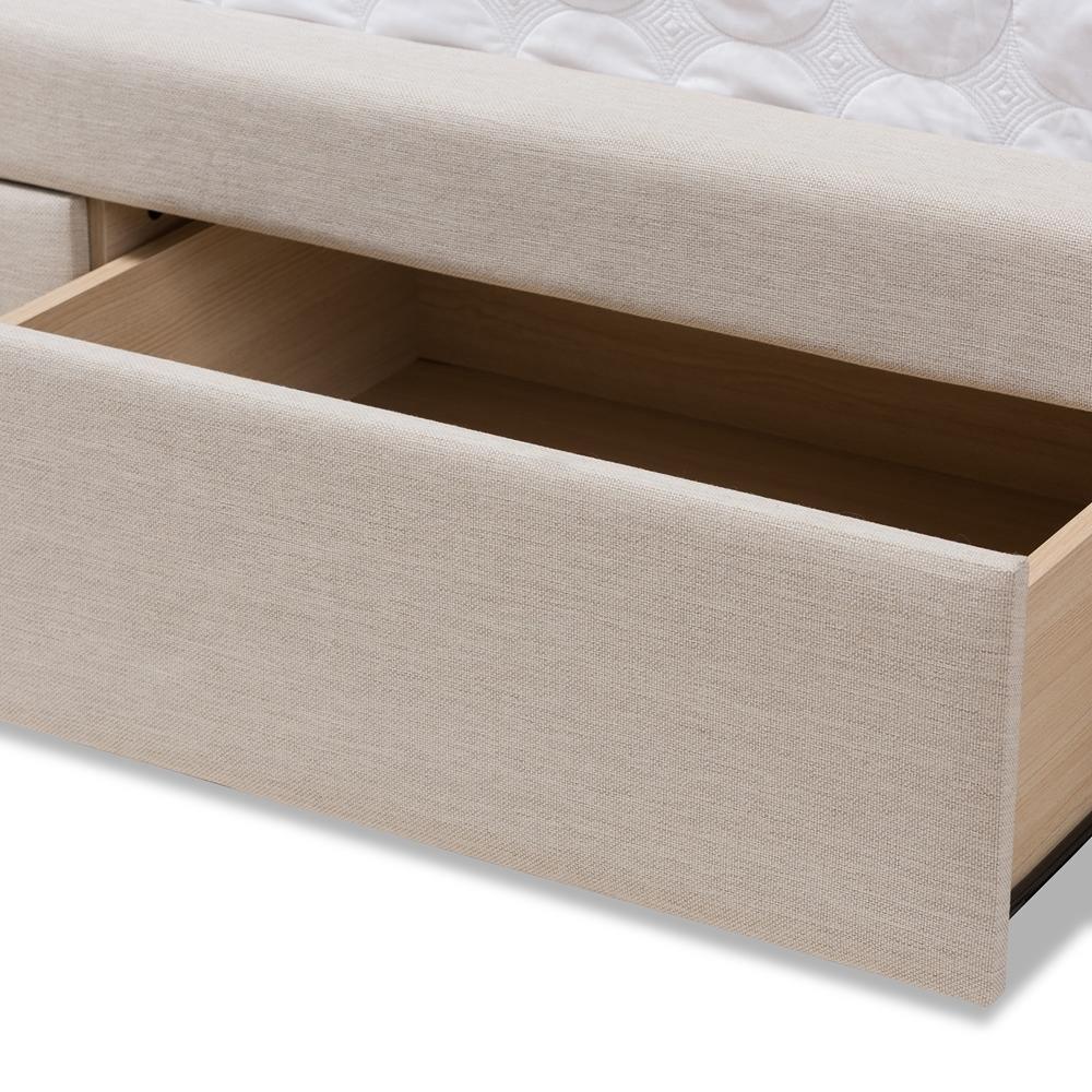 Aurelie Modern and Contemporary Light Beige Fabric Upholstered Queen Size Storage Bed FredCo