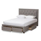 Aurelie Modern and Contemporary Light Grey Fabric Upholstered King Size Storage Bed FredCo
