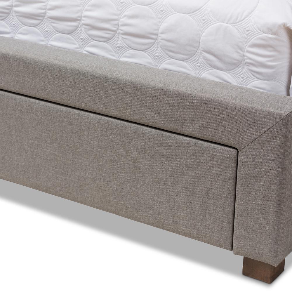 Aurelie Modern and Contemporary Light Grey Fabric Upholstered King Size Storage Bed FredCo