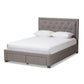 Aurelie Modern and Contemporary Light Grey Fabric Upholstered King Size Storage Bed FredCo