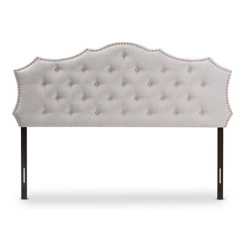 Aurora Modern and Contemporary Greyish Beige Fabric Queen Size Headboard FredCo