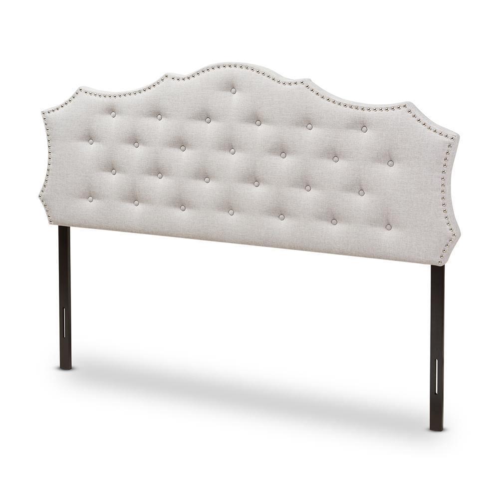 Aurora Modern and Contemporary Greyish Beige Fabric Queen Size Headboard FredCo