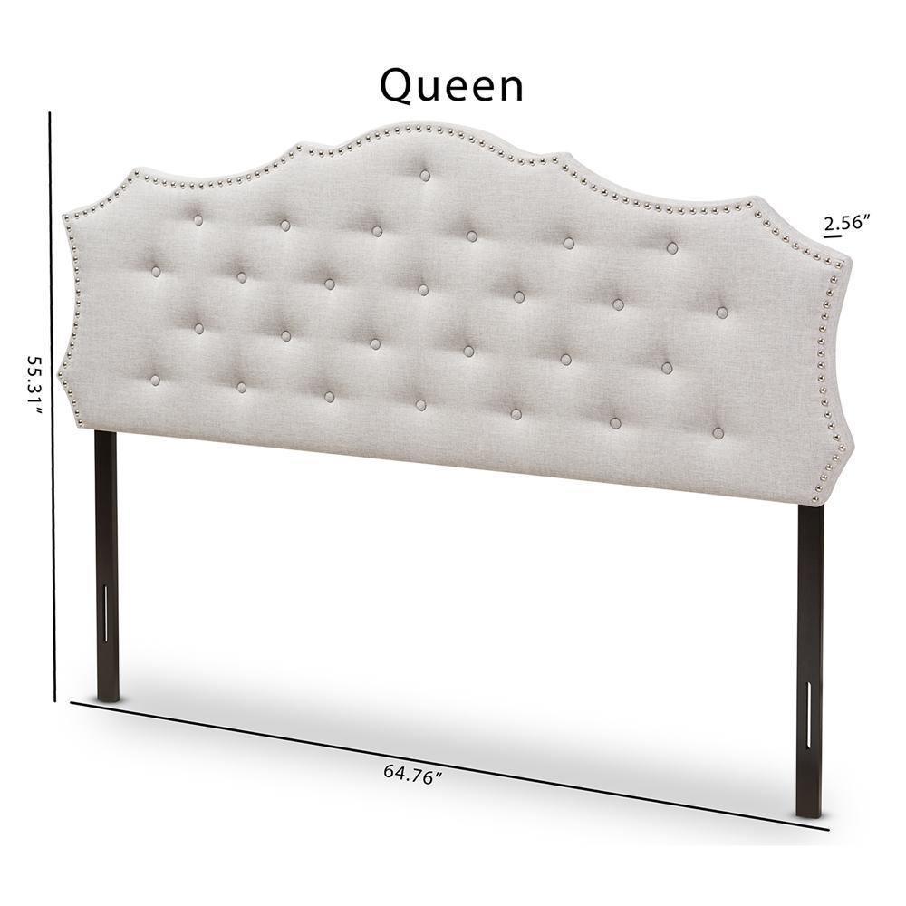 Aurora Modern and Contemporary Greyish Beige Fabric Queen Size Headboard FredCo