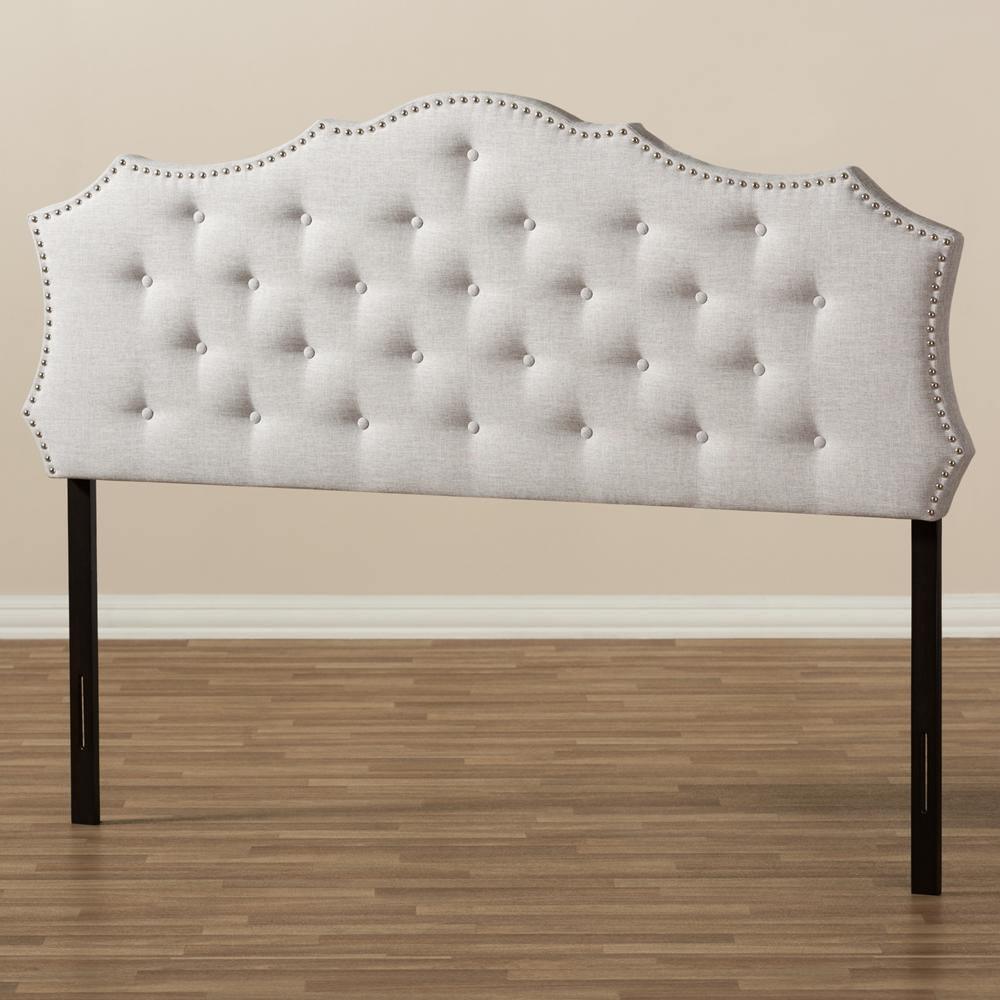 Aurora Modern and Contemporary Greyish Beige Fabric Queen Size Headboard FredCo