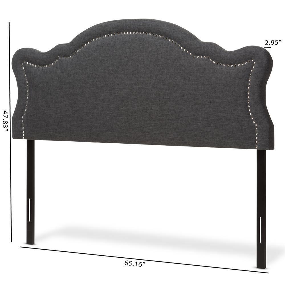 Avery Modern and Contemporary Dark Grey Fabric Queen Size Headboard FredCo