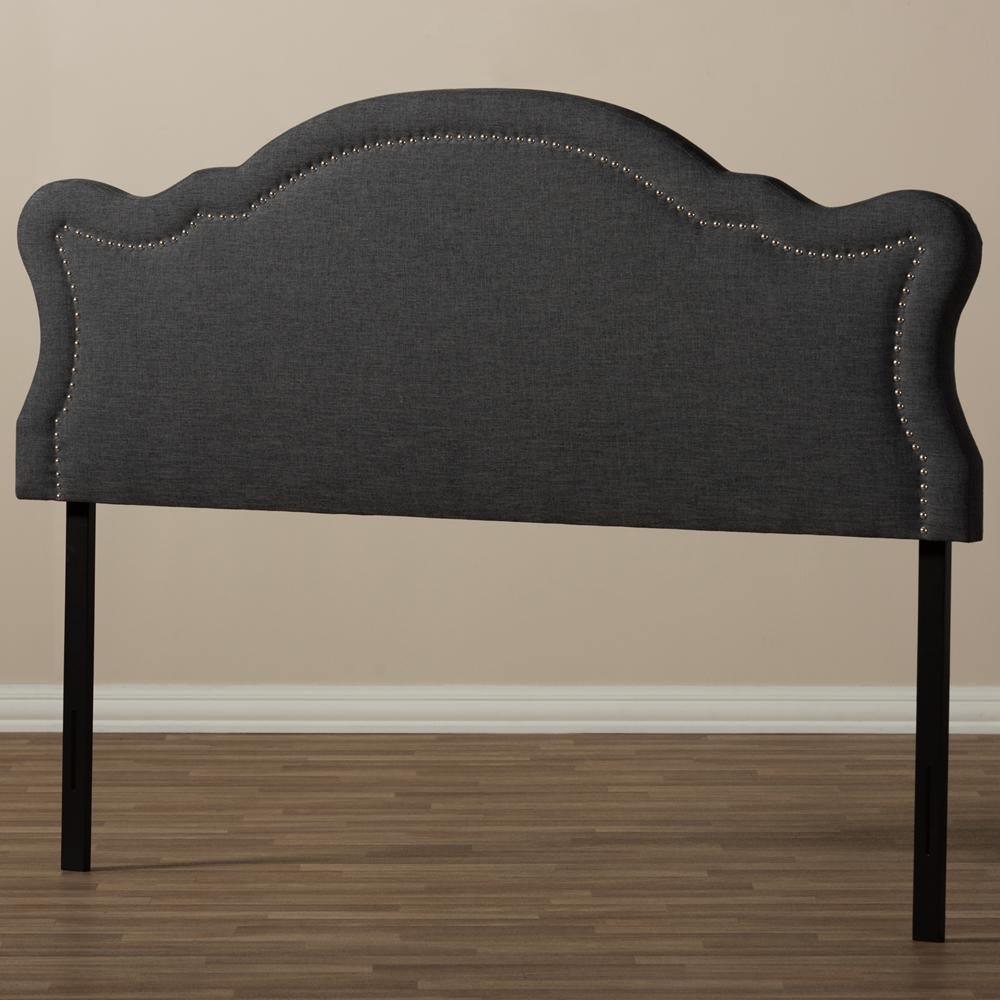 Avery Modern and Contemporary Dark Grey Fabric Queen Size Headboard FredCo