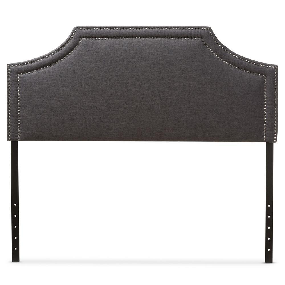 Avignon Modern and Contemporary Dark Grey Fabric Upholstered Full Size Headboard FredCo