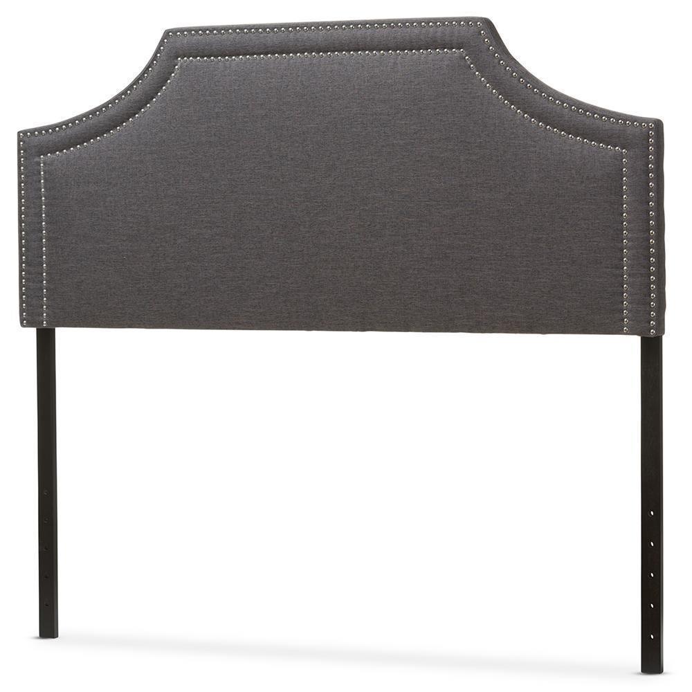 Avignon Modern and Contemporary Dark Grey Fabric Upholstered Full Size Headboard FredCo