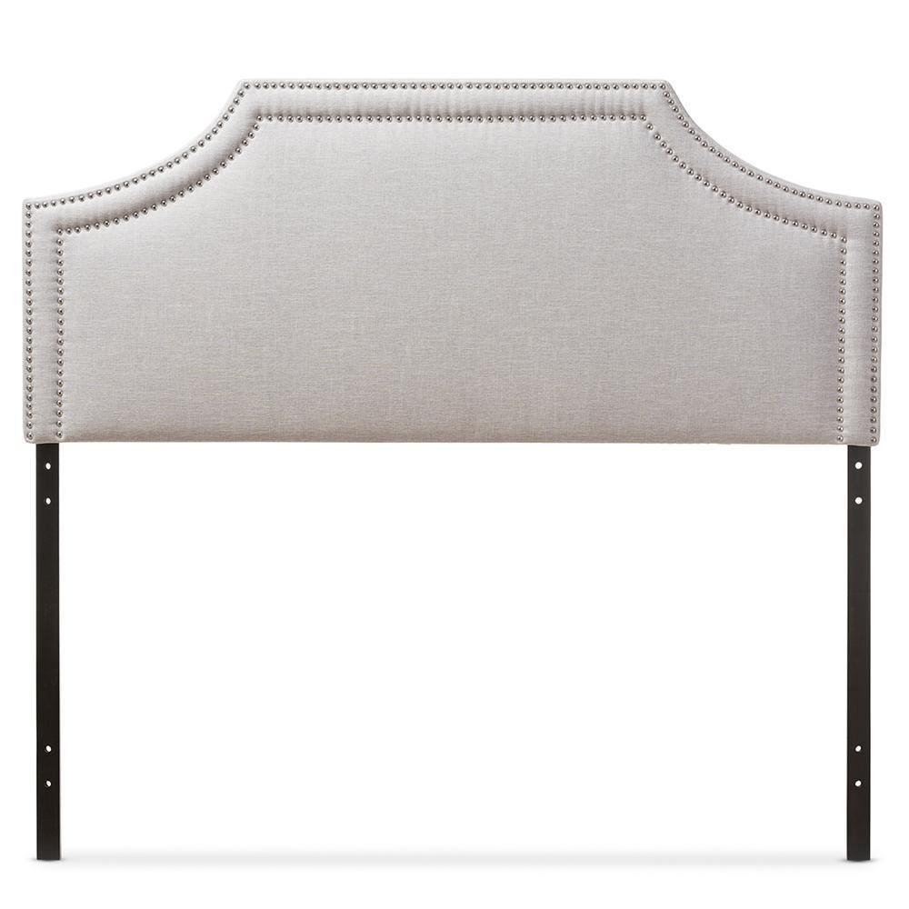 Avignon Modern and Contemporary Greyish Beige Fabric Upholstered Full Size Headboard FredCo