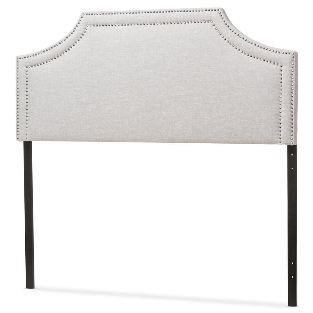 Avignon Modern and Contemporary Greyish Beige Fabric Upholstered Full Size Headboard FredCo