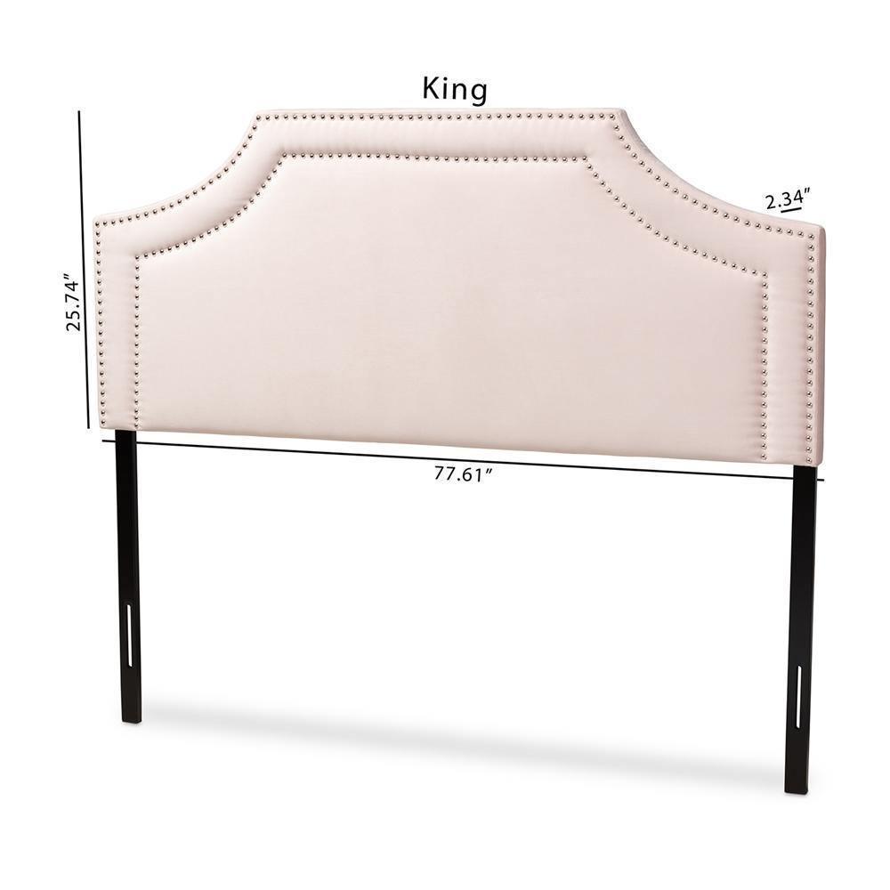 Avignon Modern and Contemporary Light Pink Velvet Fabric Upholstered King Size Headboard FredCo