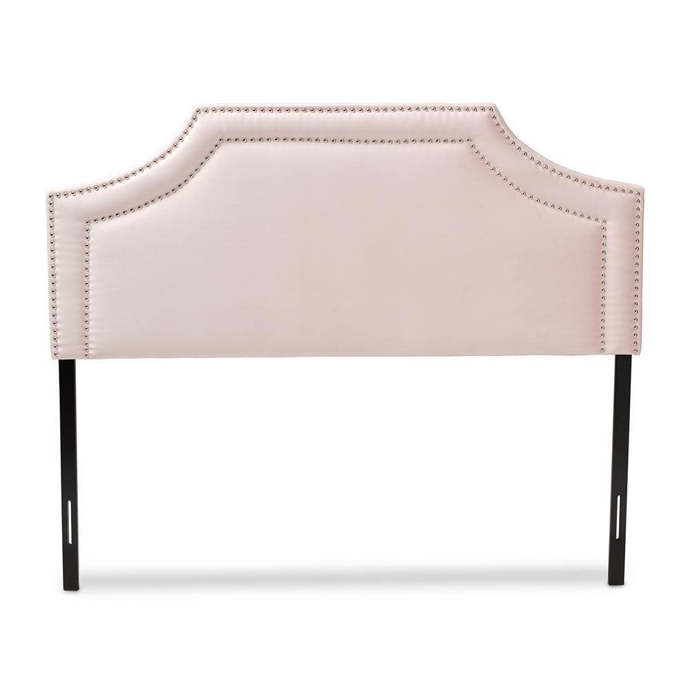 Avignon Modern and Contemporary Light Pink Velvet Fabric Upholstered Queen Size Headboard FredCo