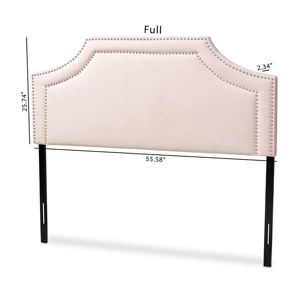 Avignon Modern and Contemporary Light Pink Velvet Fabric Upholstered Queen Size Headboard FredCo