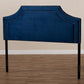 Avignon Modern and Contemporary Navy Blue Velvet Fabric Upholstered Queen Size Headboard FredCo