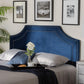 Avignon Modern and Contemporary Navy Blue Velvet Fabric Upholstered Queen Size Headboard FredCo