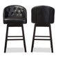 Avril Modern and Contemporary Black Faux Leather Tufted Swivel Barstool with Nail heads Trim FredCo