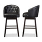 Avril Modern and Contemporary Black Faux Leather Tufted Swivel Barstool with Nail heads Trim FredCo