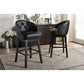Avril Modern and Contemporary Black Faux Leather Tufted Swivel Barstool with Nail heads Trim FredCo