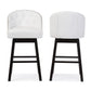Avril Modern and Contemporary White Faux Leather Tufted Swivel Barstool with Nail heads Trim FredCo
