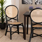Ayana Mid-Century Modern Two-Tone Black and Natural Brown Rattan Dining Chair FredCo